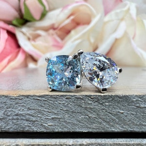 Toi Et Moi Ring Cushion Cut and Pear Two Stone Wedding Ring Two Stone Bypass Ring Aquamarine Two Stone wedding Ring Women Promise Ring #7471