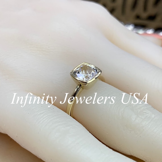 White sapphire cushion discount cut engagement rings