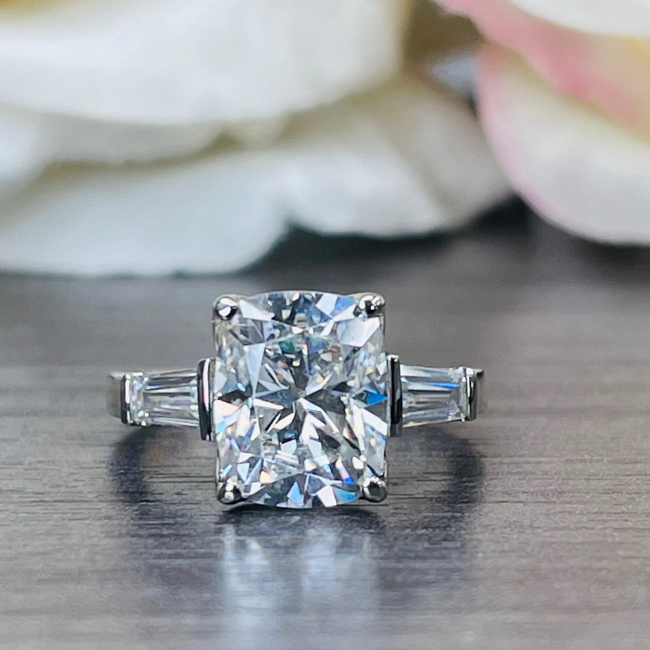 Elongated Cushion Cut Moissanite Engagement Ring 14K White Gold Ladies Moissanite Engagement Ring Elongated Cushion Shape For Women 7151 Etsy