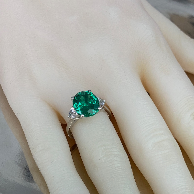 Emerald Engagement Ring Oval Emerald Ring Oval Cut Emerald | Etsy