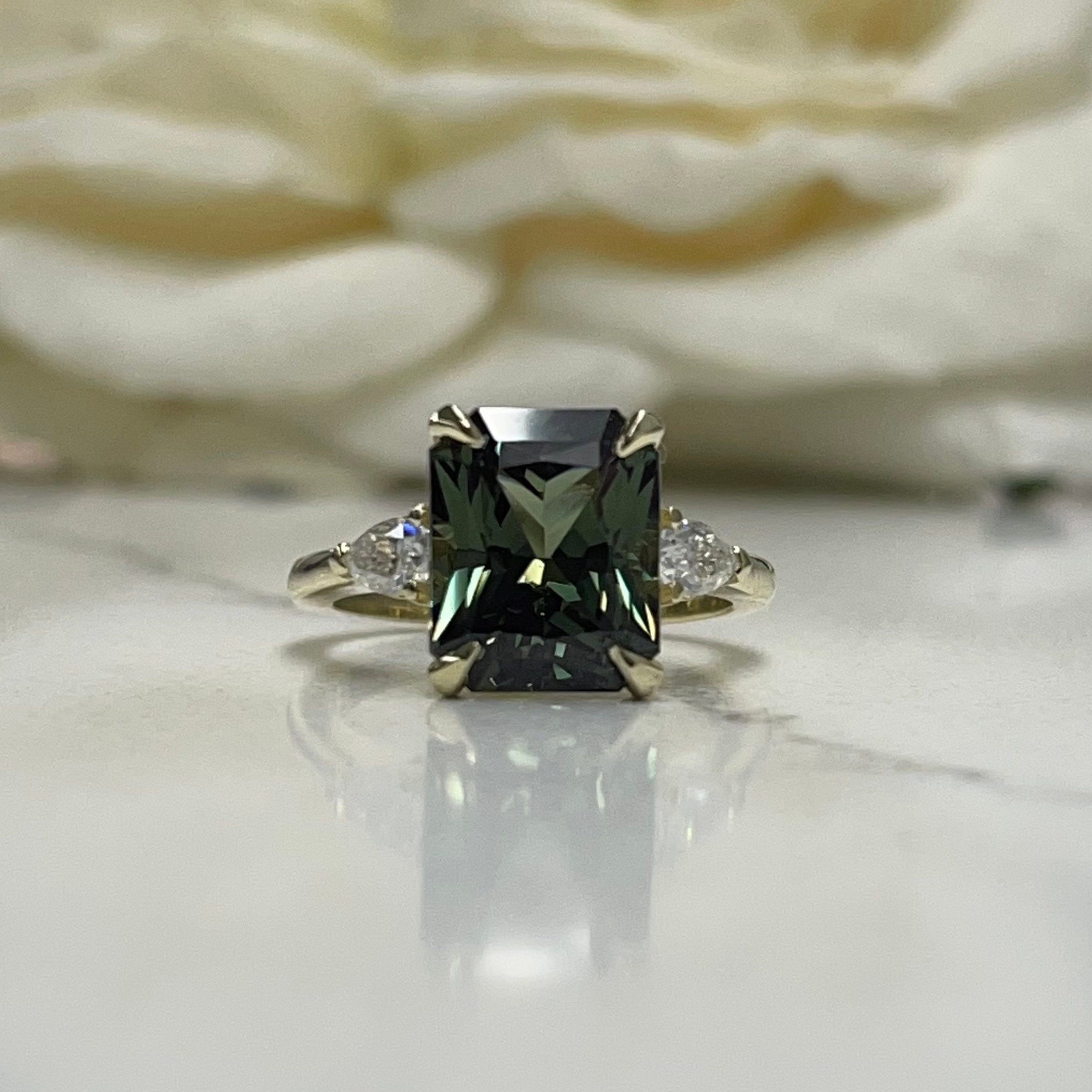 Custom Blue-green Montana Sapphire And Diamond Engagement Ring #104785 -  Seattle Bellevue | Joseph Jewelry