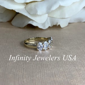 2.50ctw Moissanite Anniversary Band, Oval 5 Stone Band, Oval Moissanite Wedding Band, Everyday Ring, 14k Gold Wedding Ring,#4801 afbeelding 7