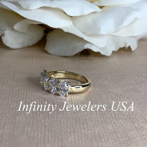 2.50ctw Moissanite Anniversary Band, Oval 5 Stone Band, Oval Moissanite Wedding Band, Everyday Ring, 14k Gold Wedding Ring,#4801 afbeelding 6