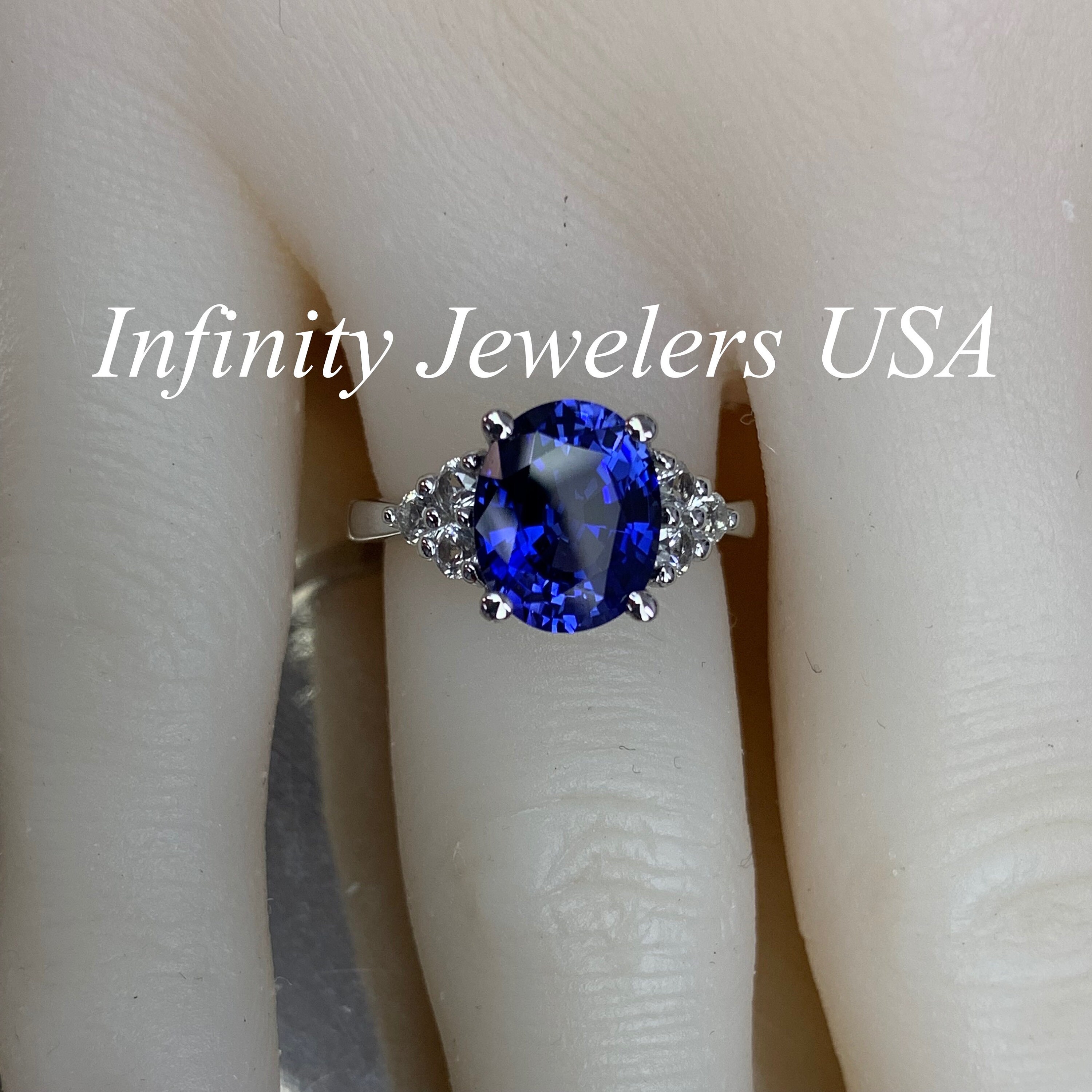 Bague de fiançailles ronde saphir bleu or blanc massif Halo moissanite bague de mariée anniversaire bague de promesse femme cadeau septembre pierre de naissance - Canada
