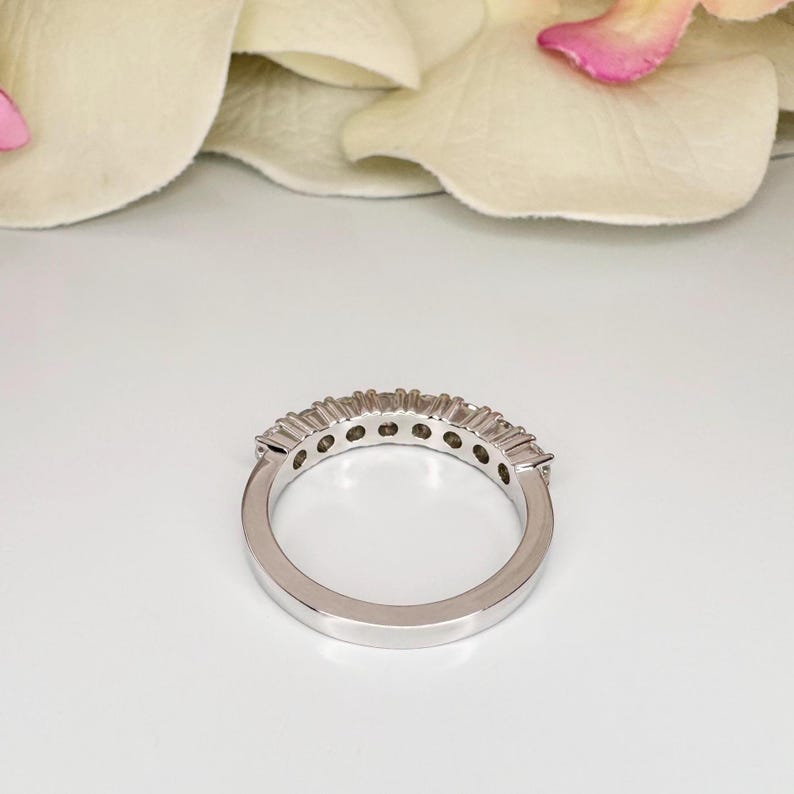 Round Cut Moissanite Half Eternity Matching Wedding Band 14K Solid Gold ...
