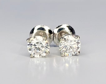 1.00ctw Lab grown diamond stud earrings 14k gold cvd diamond earrings, Lab created diamond studs, round diamond stud earrings unisex, #7439