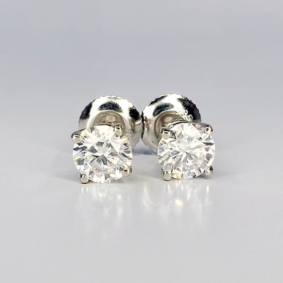 1.00ctw Lab grown diamond stud earrings 14k gold cvd diamond earrings, Lab created diamond studs, round diamond stud earrings unisex, #7439