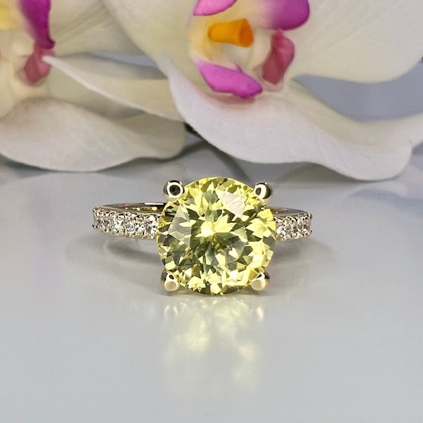 Yellow & White Sapphire Ring Etsy