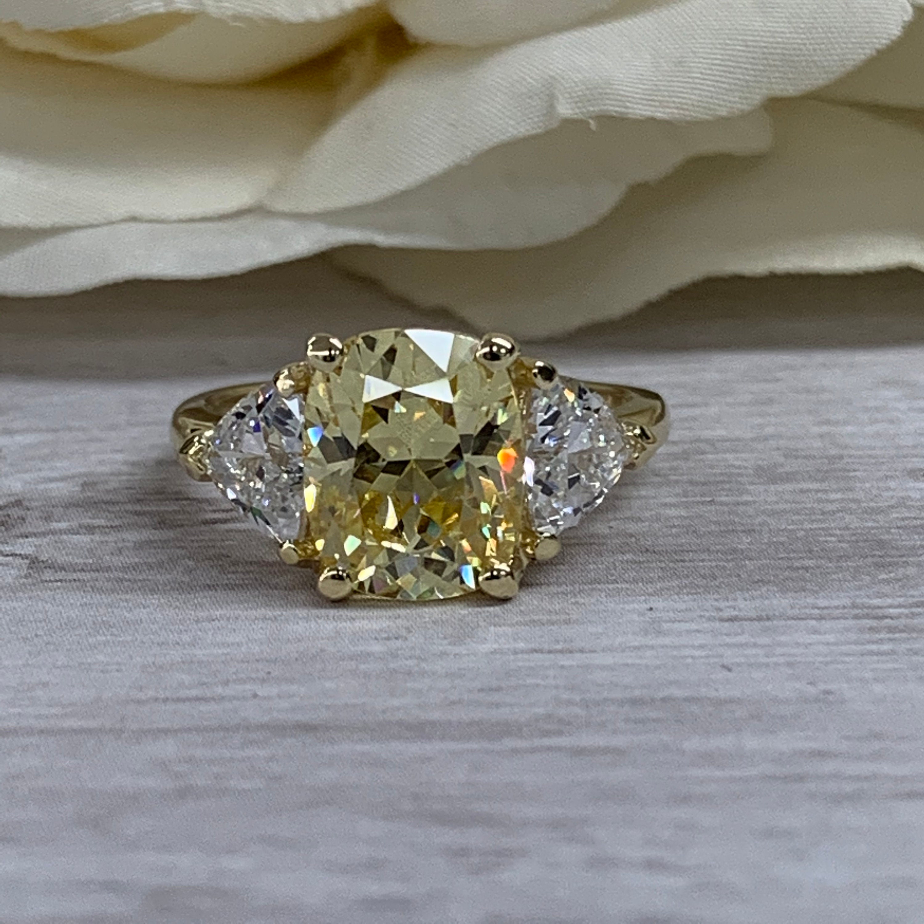 Cushion cut shop canary diamond ring