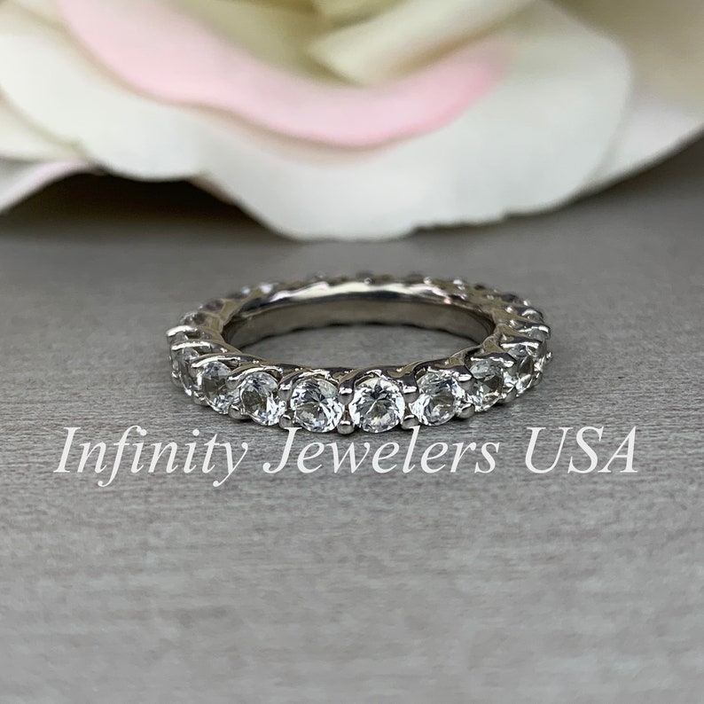 Moissanite Eternity Band Stackable Eternity Band Round Etsy