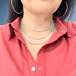 Lab Grown Diamond Tennis Necklace , 16 inch Diamond Necklace , 14K Gold Lab Grown Diamond Necklace,  White Diamond Tennis Necklace Unisex