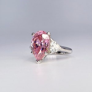 Pear Shape Pink Engagement Ring / Pear Shape With Trillion - Etsy