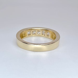 Lab Grown Diamond Mens Ring , 5 Stone Mens Diamond Wedding Band, Gold ...