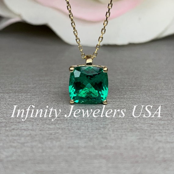 cushion cut emerald necklace