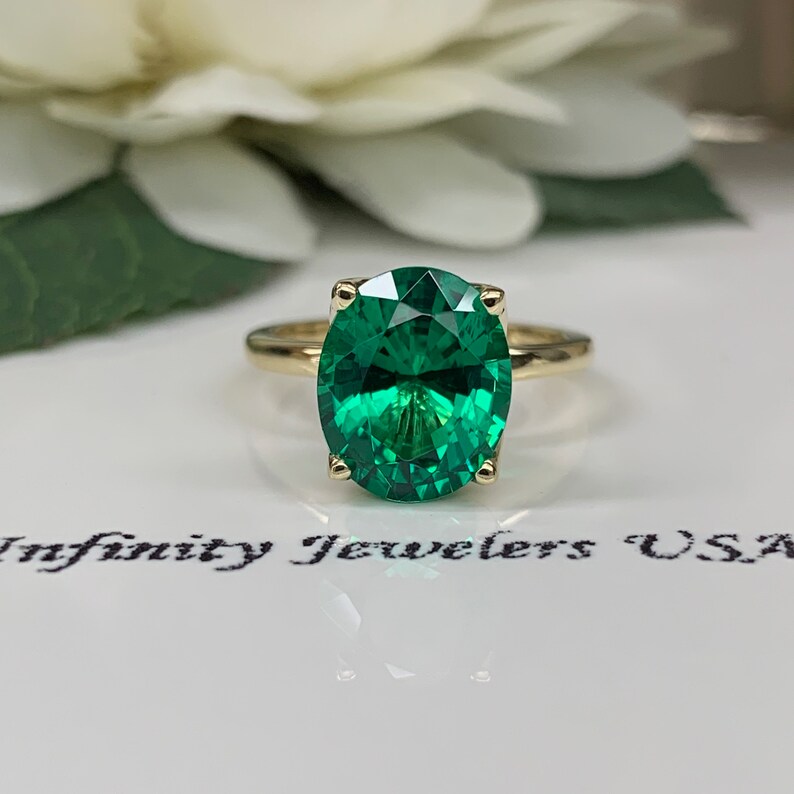 Emerald Oval Cut Engagement Ring 4.20ctw 14k Yellow Gold Etsy