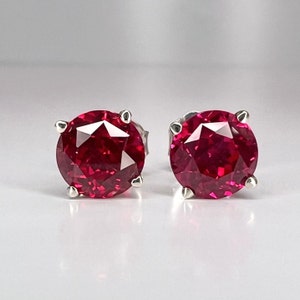 Ruby stud Earrings 6.5mm 14k yellow/white gold, July Birthstone Jewelry, Gold ruby studs, small stud earrings, tiny red stud earrings, #7517