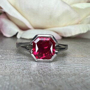 Ruby Ring Radiant Cut 14K Solid Gold for Women, 7173 Ruby Engagement ...