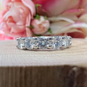 Six Stone Moissanite Wedding Band White Gold Stacking Half Eternity Band Moissanite Wedding Band For Women Dainty Stacking Gold Band  #6126