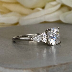 Cushion Cut Moissanite Engagement Ring 14k Solid White Gold - Etsy