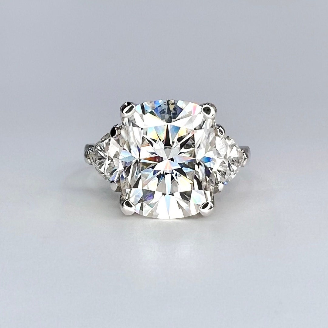 Moissanite Engagement Ring Cushion Cut, Elongated Cushion Shaped