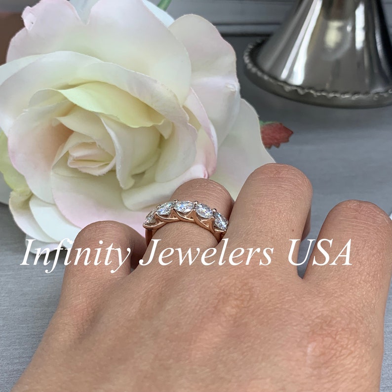 Half Eternity Moissanite Wedding Band 14k Gold Moissanite Etsy