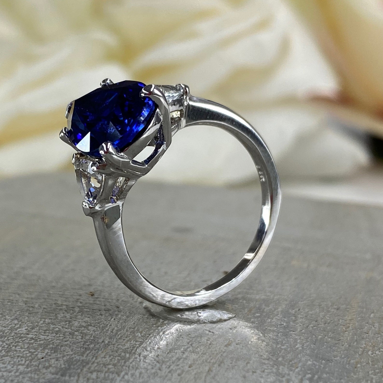Blue Sapphire Pear Shape Engagement Ring Blue Sapphire and - Etsy