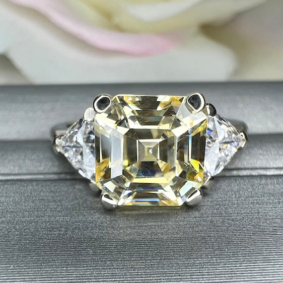Asscher cut yellow diamond best sale