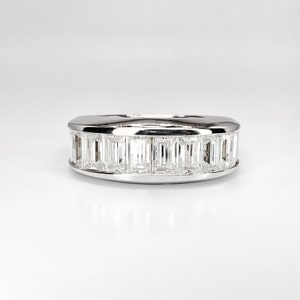 2.20 CTW Mens Channel Set Baguette Wedding Band 14K Gold , Unique Men&#39;s  Moissanite Engagement Ring Men&#39;s Promise Ring Gift For Him #8327