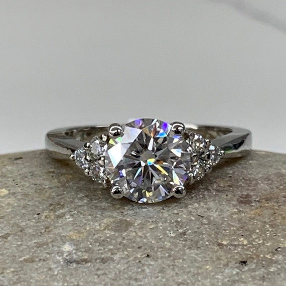6 ct Round Ring Vintage Brilliant Top Russian CZ  Moissanite Simulant Size 6 