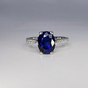 Blue Sapphire Engagement Ring Oval Sapphire With Natural - Etsy