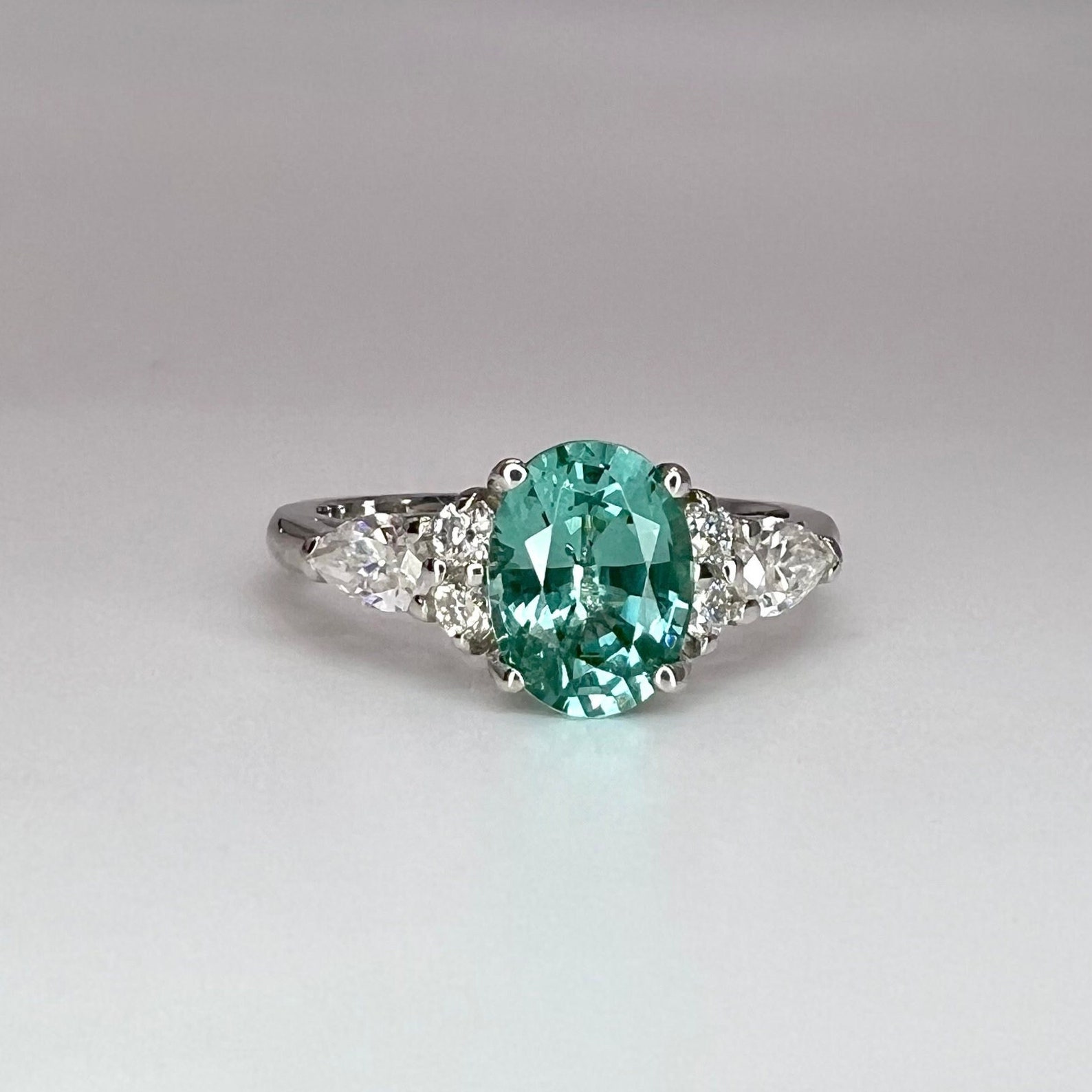 Paraiba Tourmaline Ring, Teal Paraiba Engagement Ring 14k Solid Gold Paraiba Tourmaline Ring, Teal Paraiba Engagement Ring 14k Solid Gold