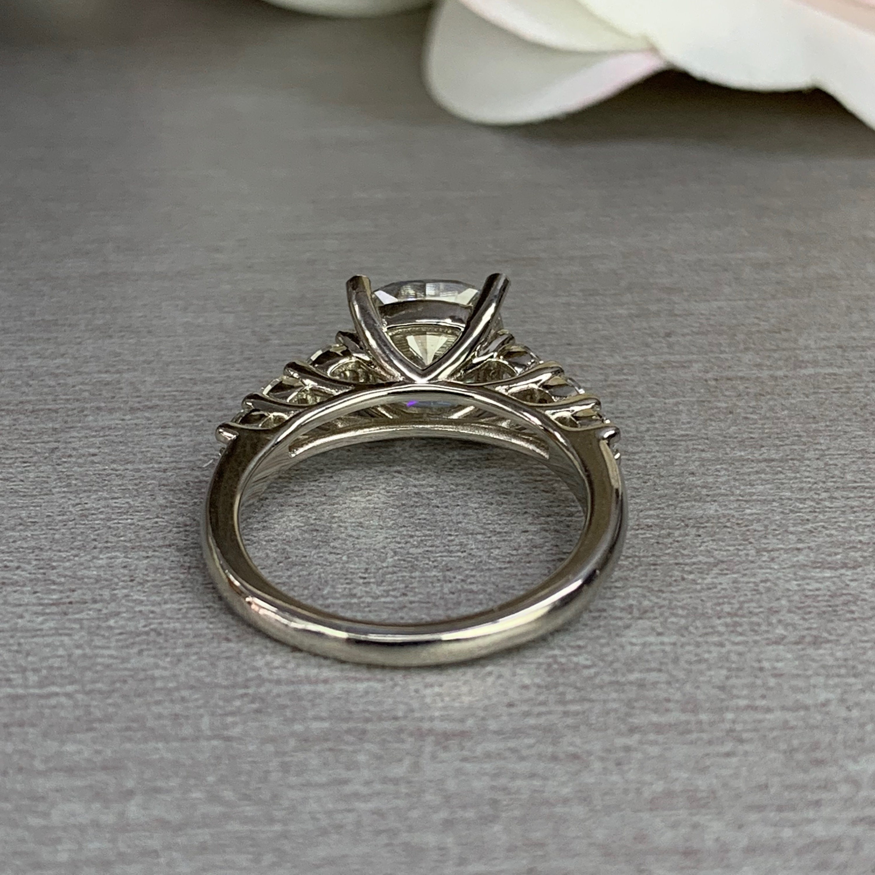 Cushion Cut Engagement Ring / Certified Moissanite Wedding | Etsy