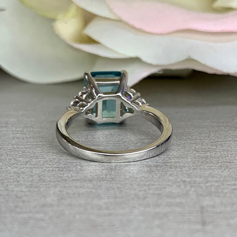 Paraiba Tourmaline Ring Emerald Cut Engagement Ring 14K Gold | Etsy