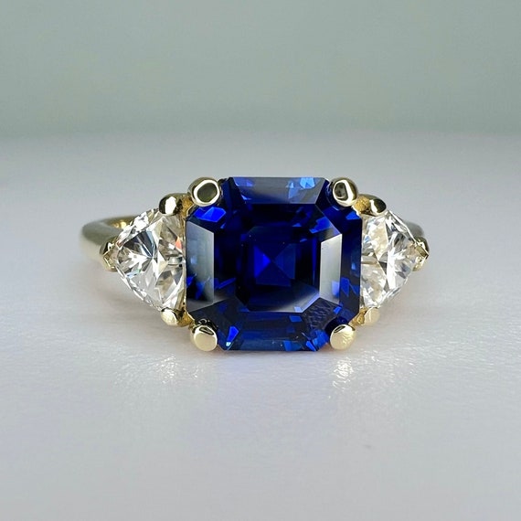 Baguette Asscher Cut Sapphire and Diamond Ring | Amara | Braverman Jewelry