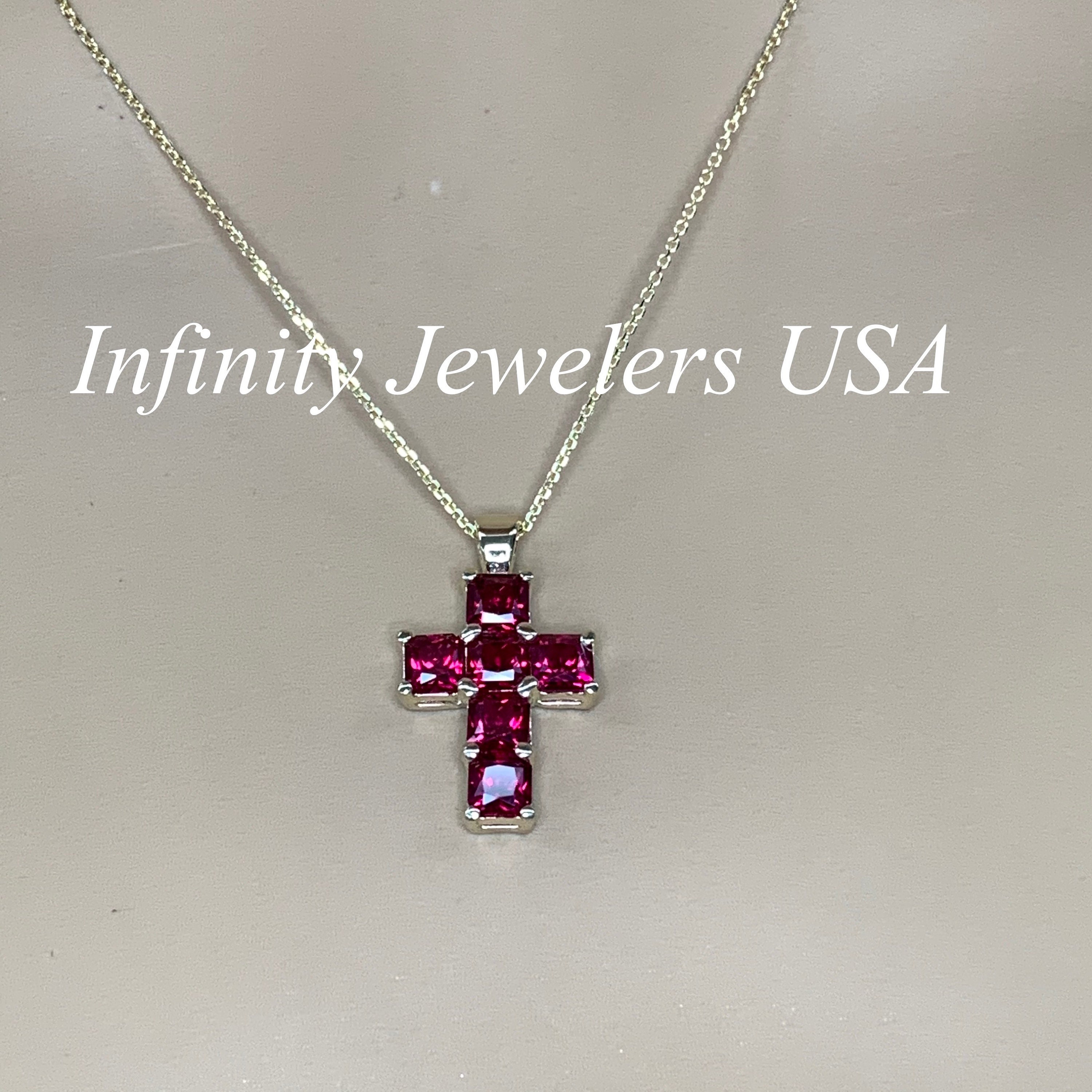 Ruby Cross Necklace - Etsy
