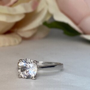 Round Sapphire Engagement Ring 14k Solid White Gold Ring , 5560 Round ...
