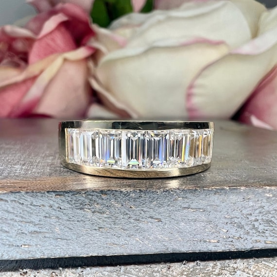 Channel-Set Diamond Men's 3/4 Eternity Wedding Band