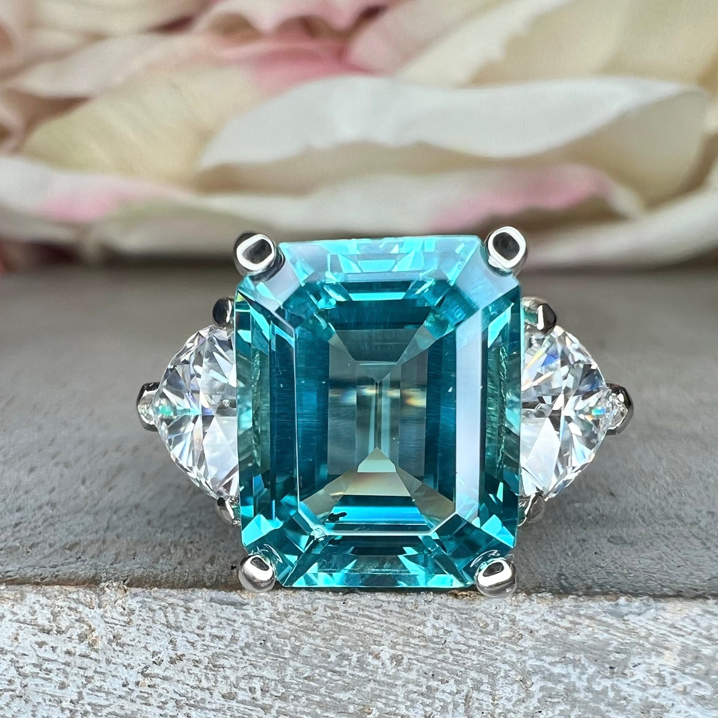 Amazon.com: Custom Made Teal Blue Tourmaline Ring, Indicolite Tourmaline 3  Stone Ring, 14k Gold Teal Natural Tourmaline Ring, 3 stone Diamond Ring :  Handmade Products