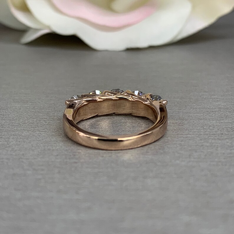 Half Eternity Moissanite Wedding Band 14k Gold Moissanite Etsy