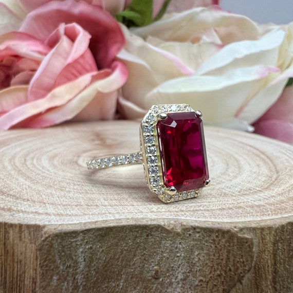 Buy 2ct Emerald Cut Lab Ruby Ring/ruby Engagement Ring/anniversary Ring/  Red Gem Promise Ring Online in India - Etsy