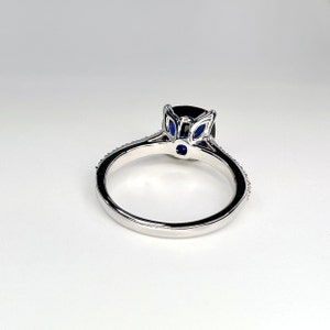 Blue Sapphire Ring Cushion Cut 14K White Gold for Women Blue - Etsy