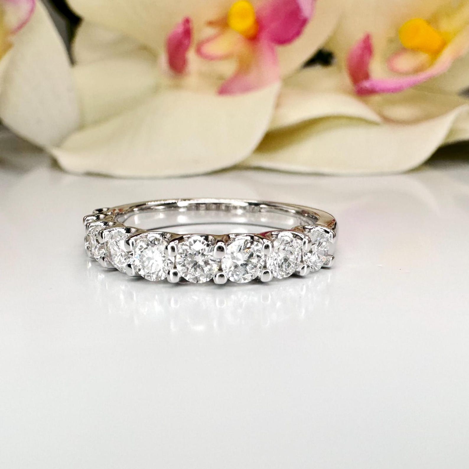 1 CTW Lab Grown Diamond Wedding Band 14k Solid Gold , Diamond Stacking ...