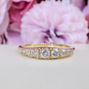 Diamond Wedding Bands For Women 14K White Gold, Stacking Gold and Diamond Band Ring, Dainty Thin Diamond Wedding Anniversary Bands, #6098