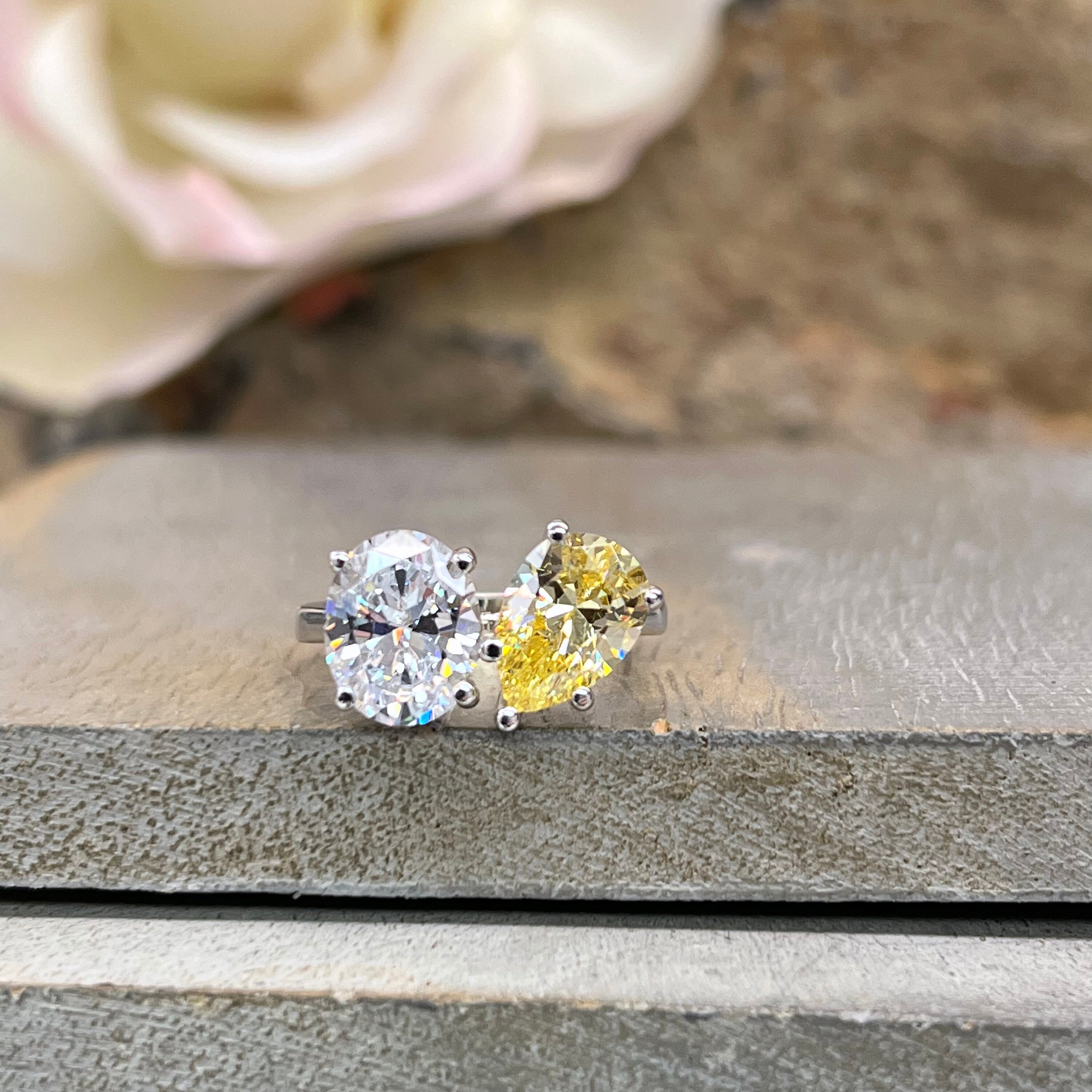 Toi Et Moi Ring Pear And Oval Cut Two Stone Wedding Ring Two Etsy Toi Et Moi Ring Pear And Oval Cut Two Stone Wedding Ring Two Etsy