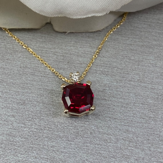 Ruby Pendant Necklace July Birthstone 