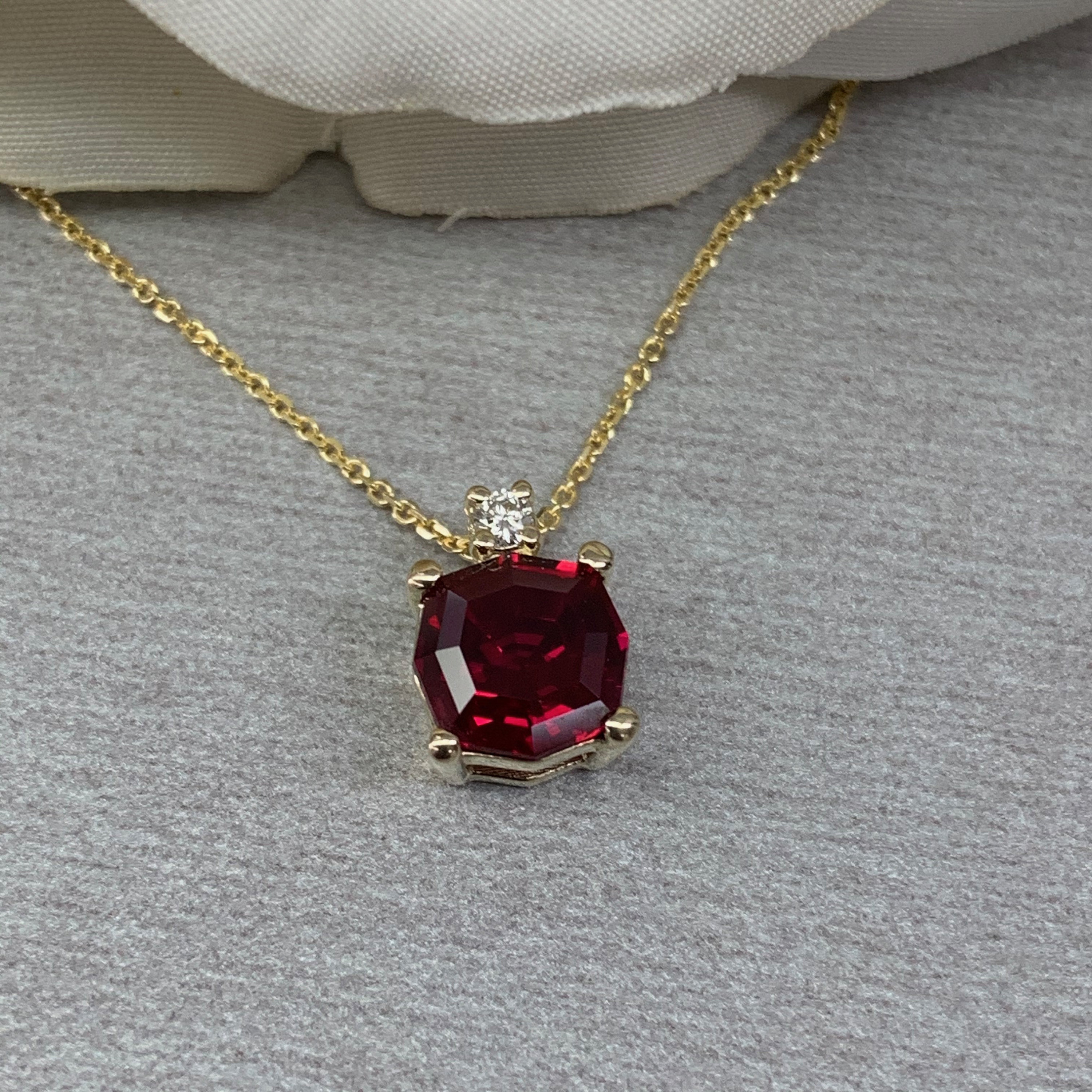 Ruby Pendant Necklace July Birthstone 