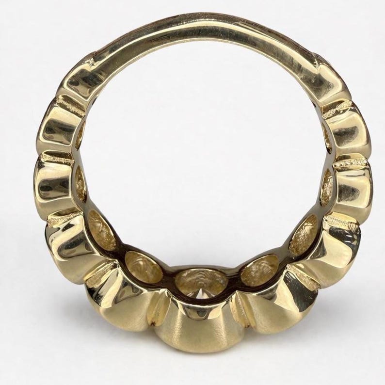 Anillo de media eternidad con diamantes cultivados en laboratorio engastados en bisel, oro macizo de 14k, anillo de boda de uso diario con engaste en bisel #8923 imagen 9