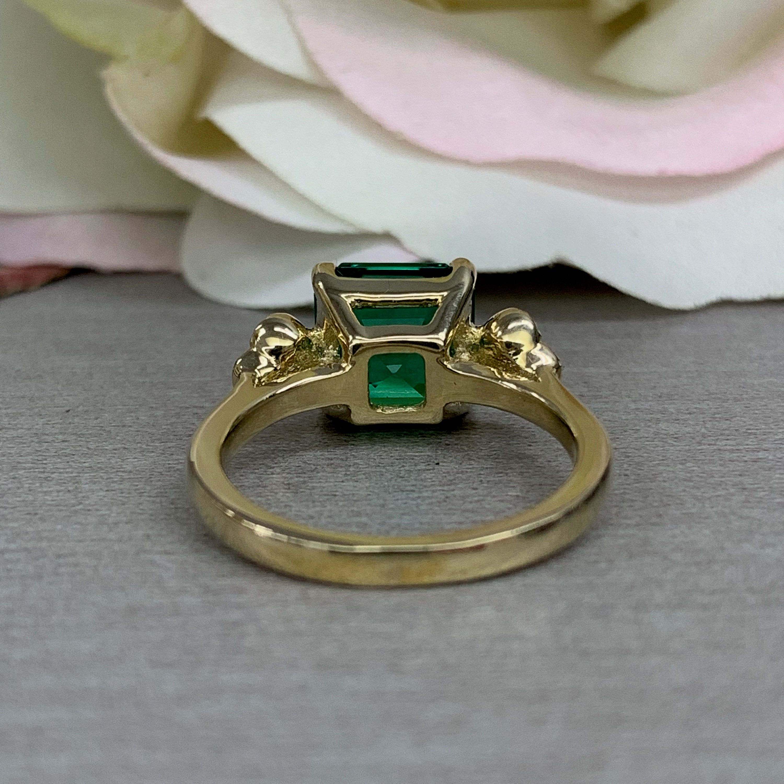 Asscher Cut Engagement Ring / Green Emerald Wedding Ring / | Etsy