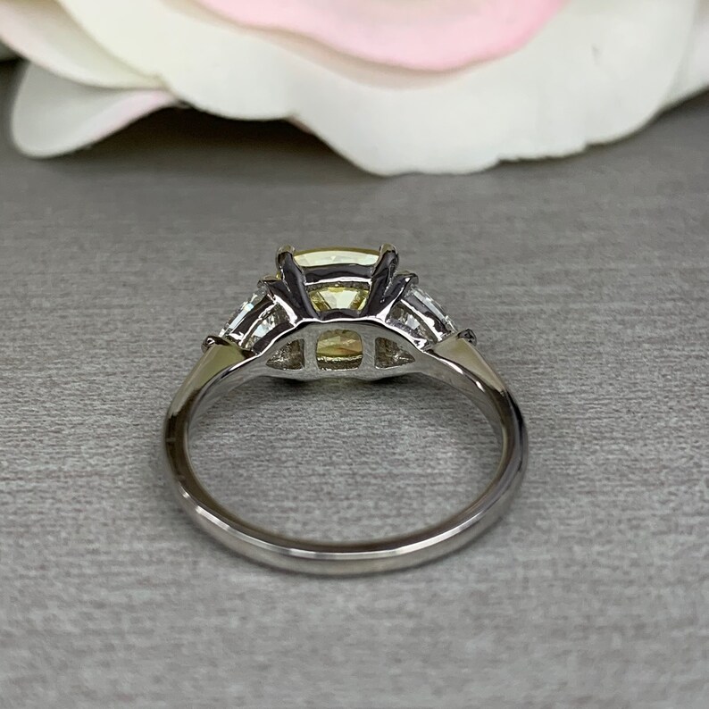 Cushion Cut Canary Yellow Solitaire Engagement Wedding Promise | Etsy