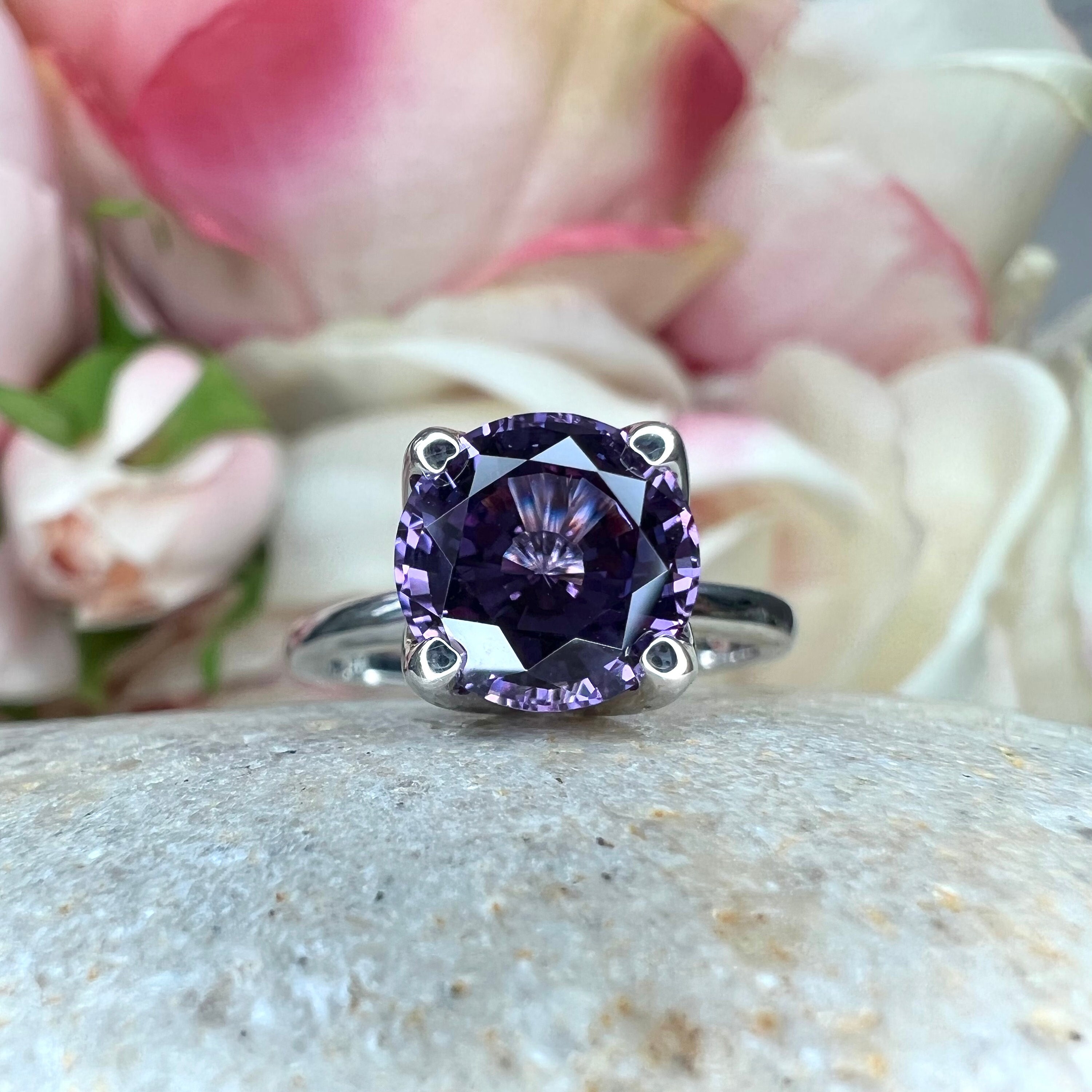 Alexandrite ring 14K white gold, June birthstone ring, Alexandrite